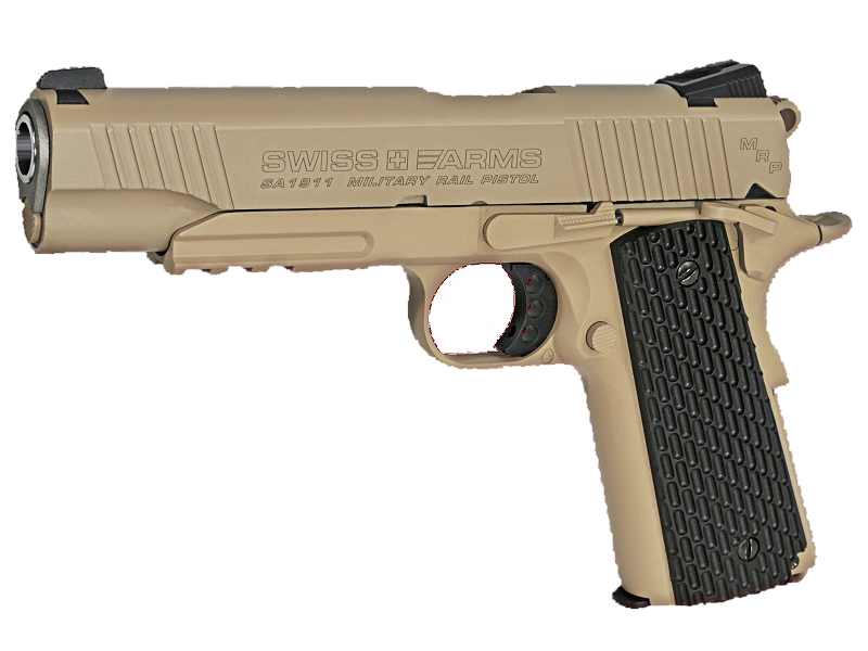 Swiss Arms 1911 Military 4.5mm/.177 Co2 Blowback Pistol (Metal – Tan – Cybergun – 288507)