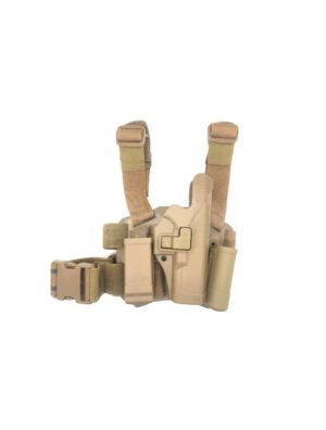 Big Leg Holster M92/M9 with Two Pouches (Hard – Right Hand – Tan – Long)