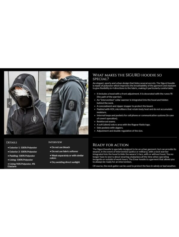 Ragnar Raids – SIGURD H c.Shadow Grey – Black Size S