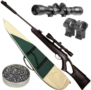 Kral Champion .22 Spring Air Rifle Bundle- Black Synthetic Tactical