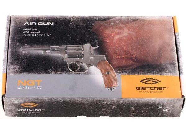 Gletcher Nagant 4.5mm/.177 Co2 Revolver – Black